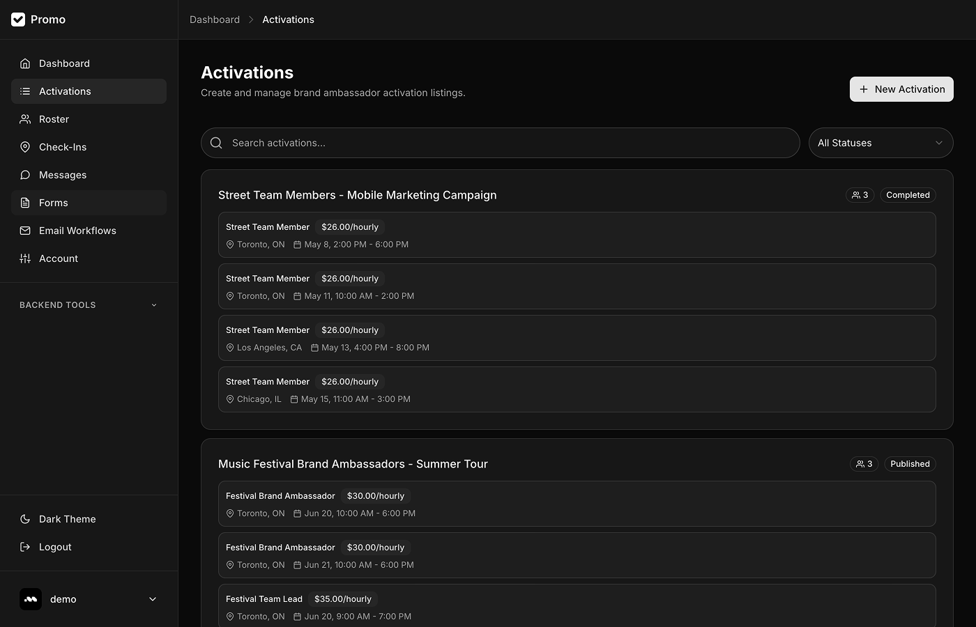 Activation Management