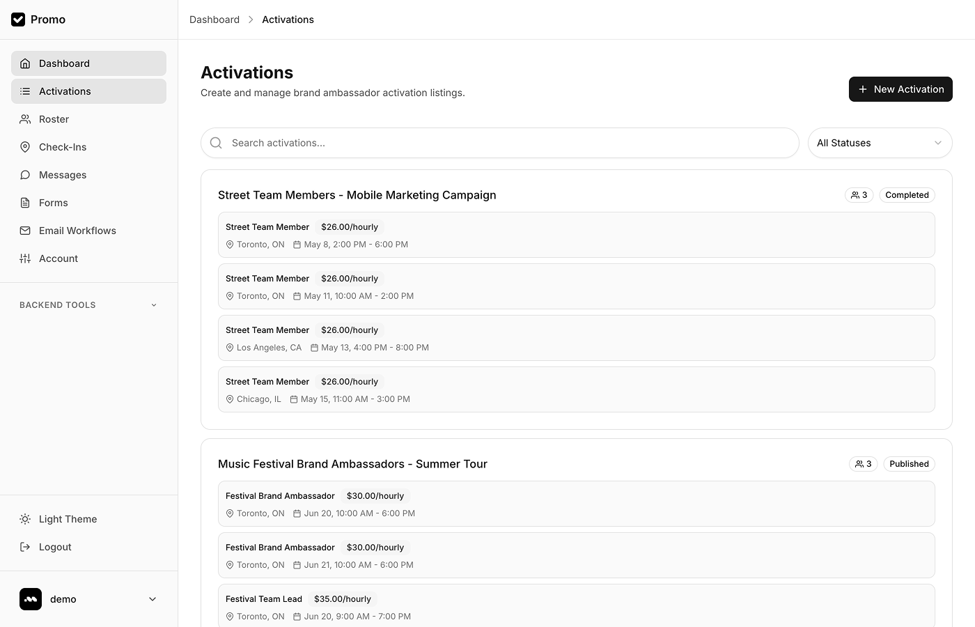 Activation Management